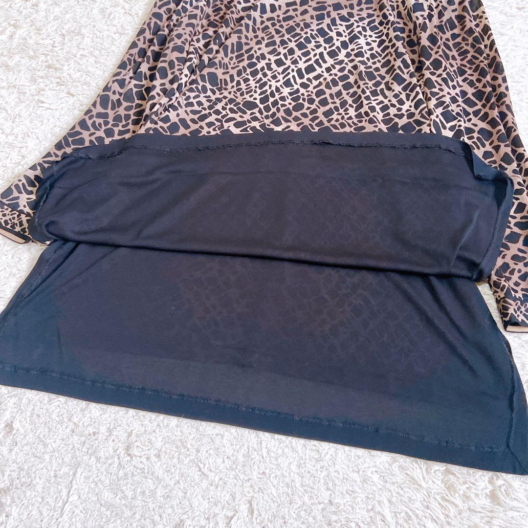 美品　レオナール　カンカン　ワンピースチュニック　レオパード　大きいサイズ　LL