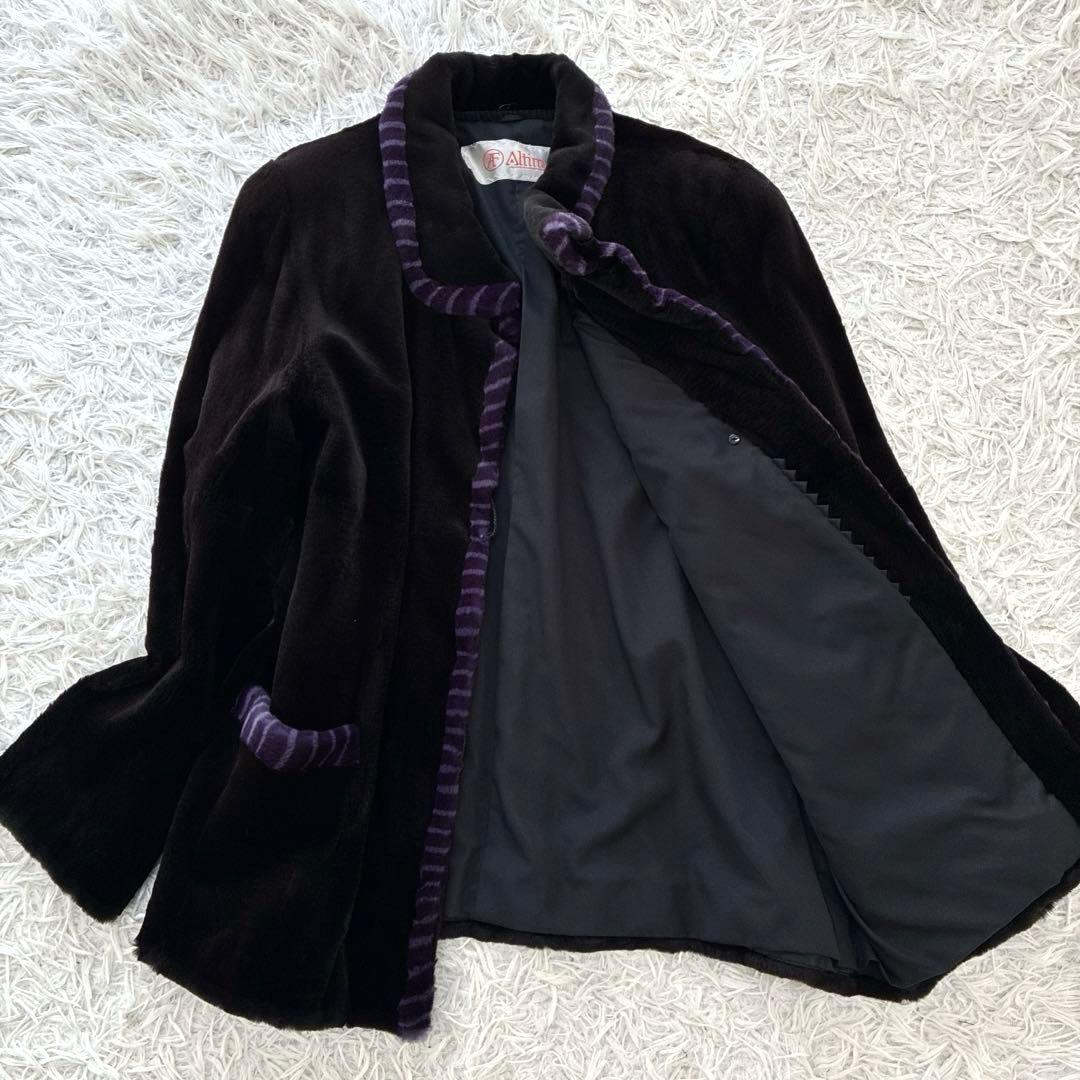 アルティマ シェアード ミンク ブラック系 本毛皮 コート 毛並み◎