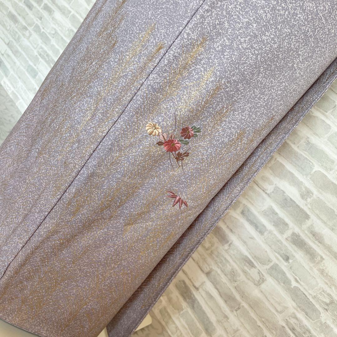 訪問着　フルセット　菊　梅　笹　松　手刺繍　金彩加工　着物　L1