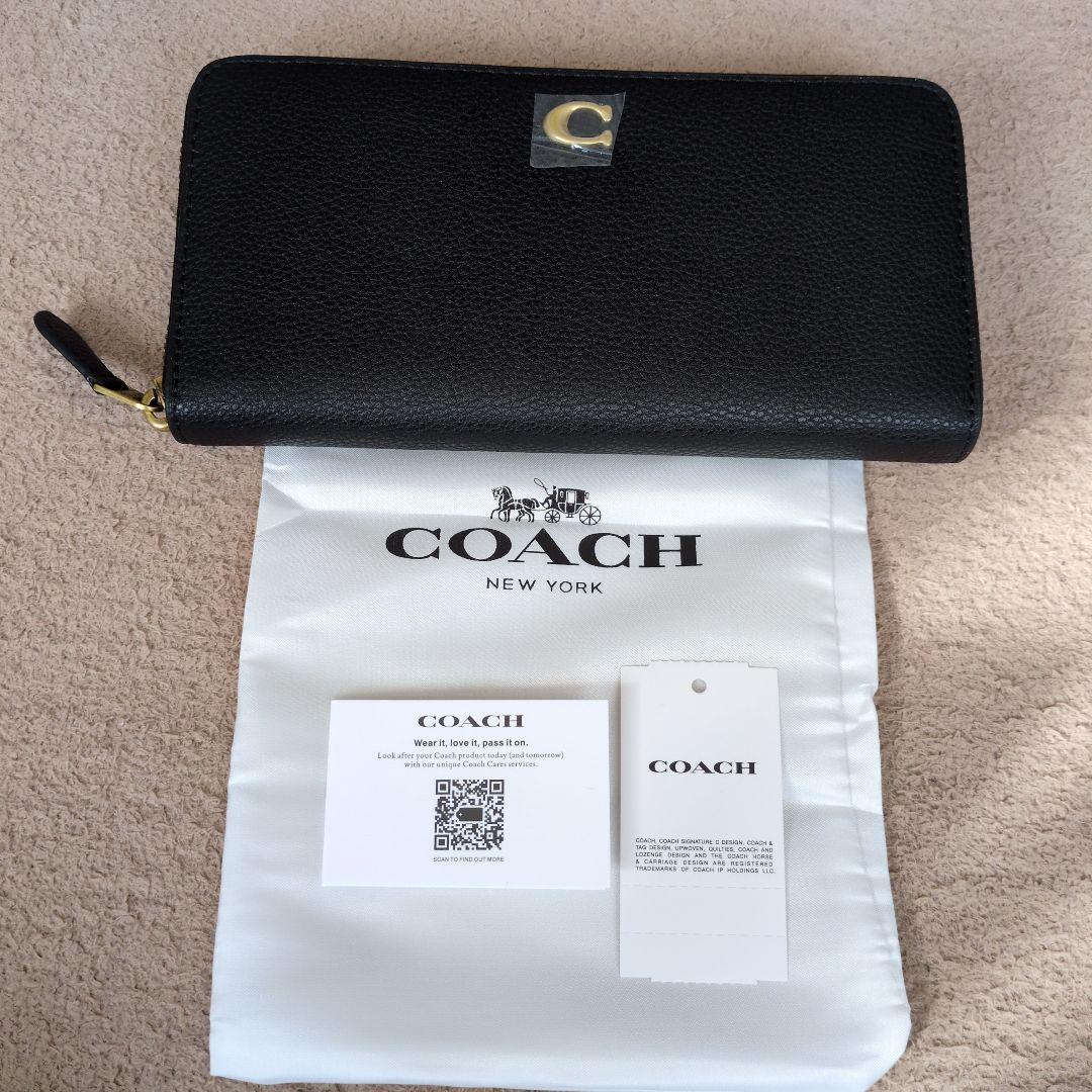 新品、COACH長財布ラウンドファスナーロング ブラック 黒 レディース メンズ