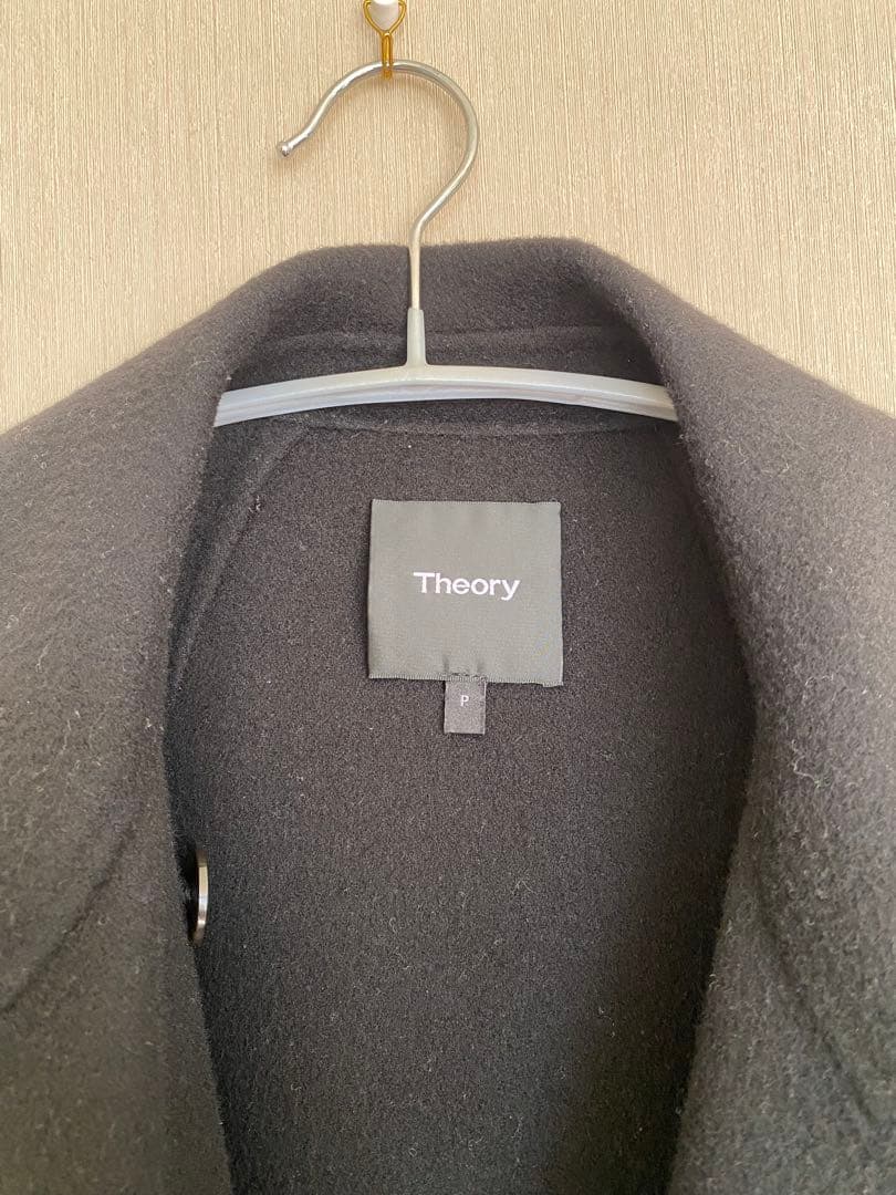 セオリー カシミヤ ダブルフェイス 木製ボタン ピーコート Pコート 黒