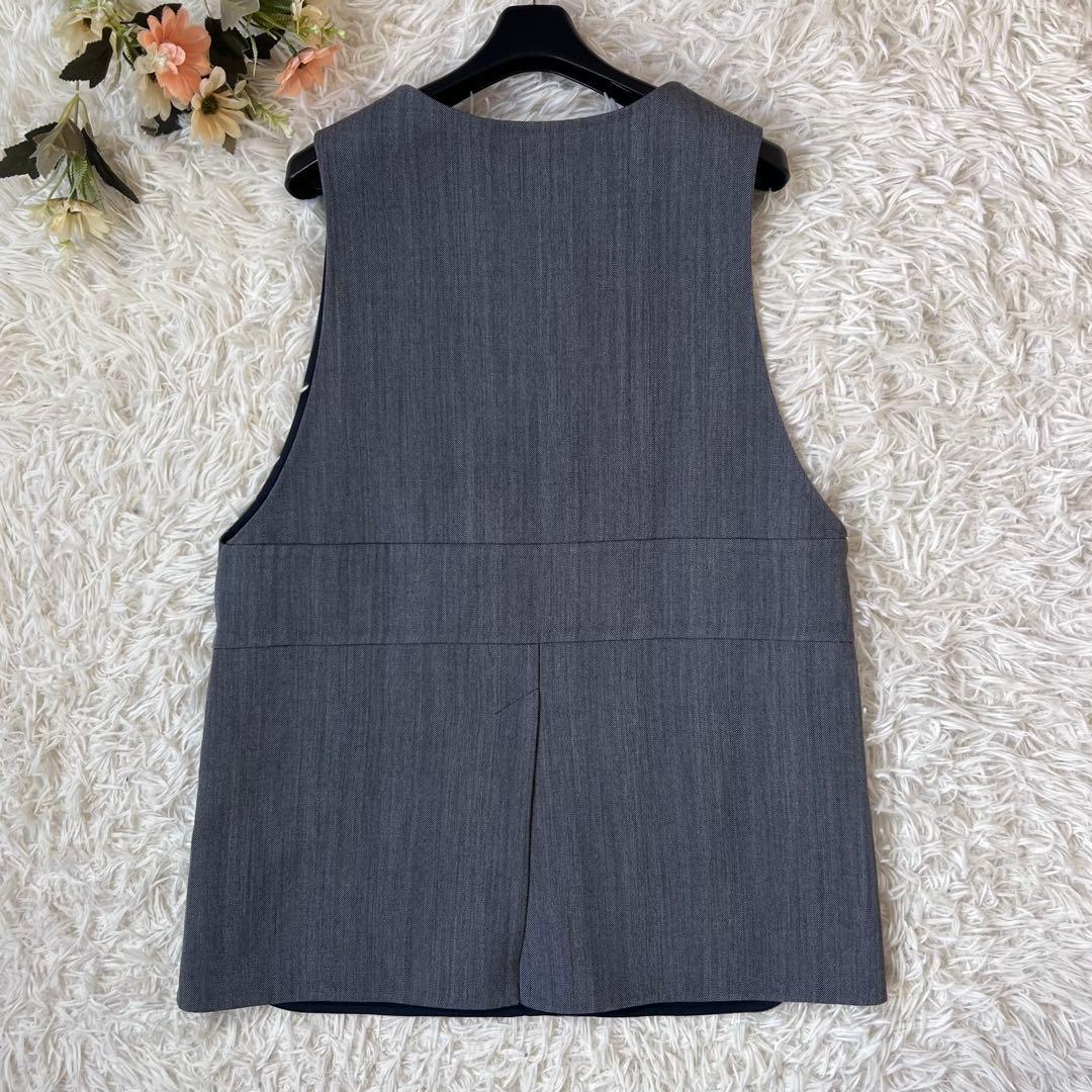 DRAWER ドゥロワー ヘリンボーン ノースリーブ Vネック ジレ ブラウス