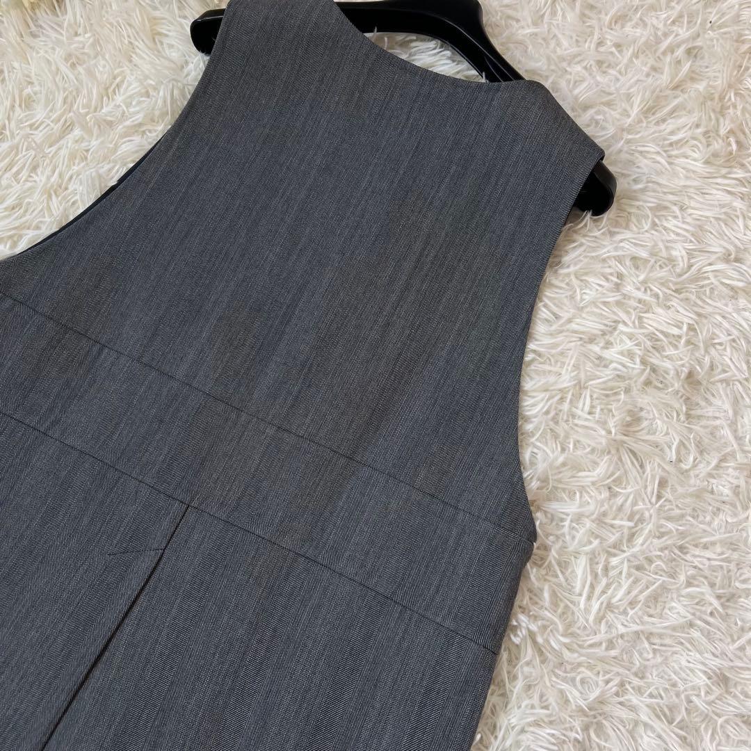 DRAWER ドゥロワー ヘリンボーン ノースリーブ Vネック ジレ ブラウス