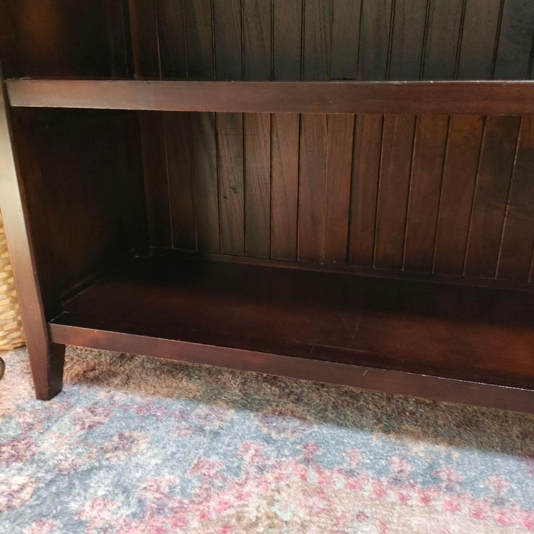 アジアン家具 木製 キャビネット 飾り棚 AVボード 彫刻 花模様 マホガニー色