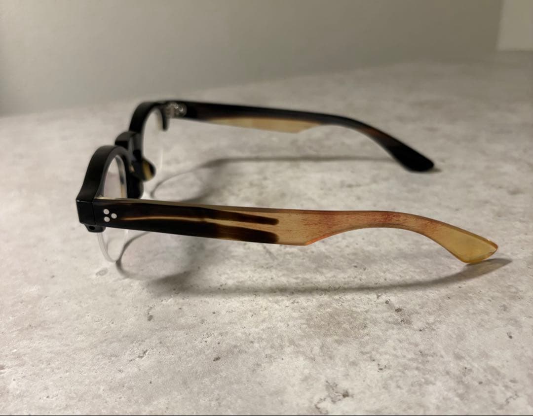※一点物 バッファローホーン眼鏡　水牛角　ハーフリム眼鏡　伊達メガネ　サングラス