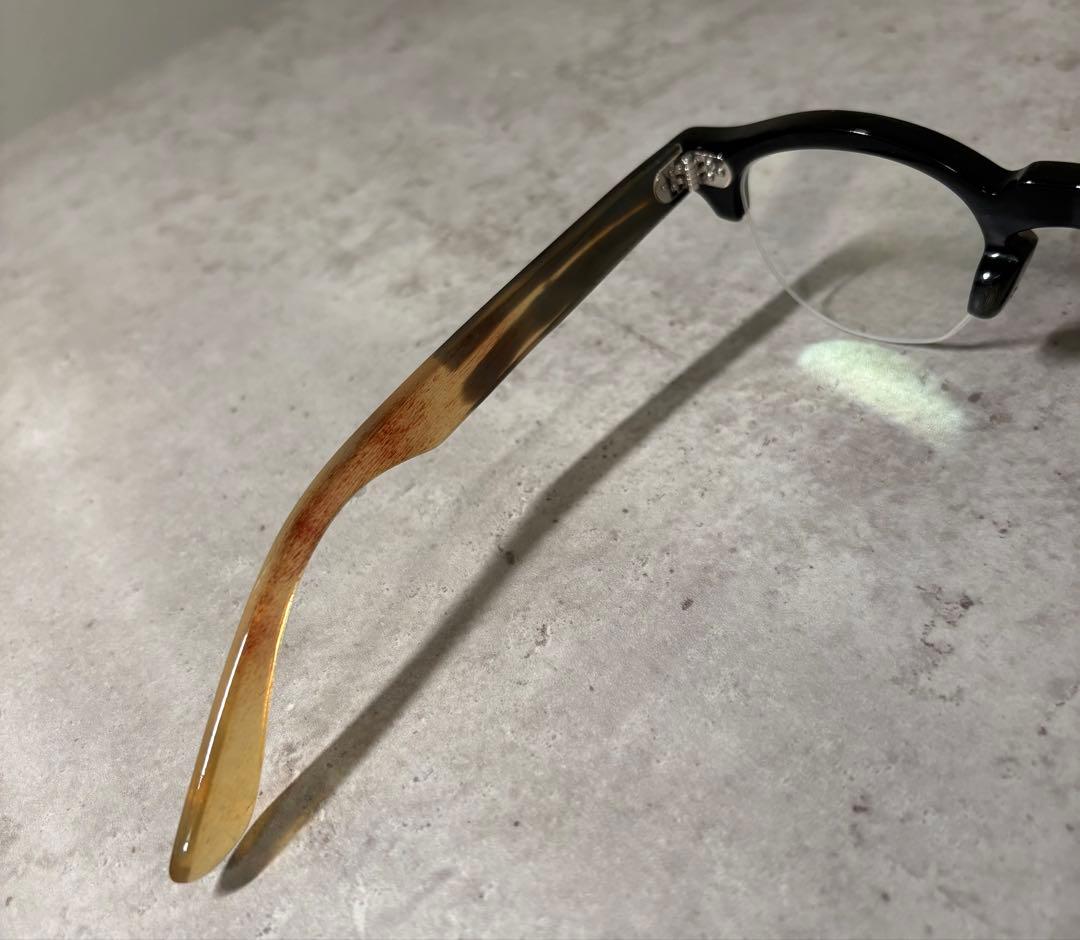 ※一点物 バッファローホーン眼鏡　水牛角　ハーフリム眼鏡　伊達メガネ　サングラス
