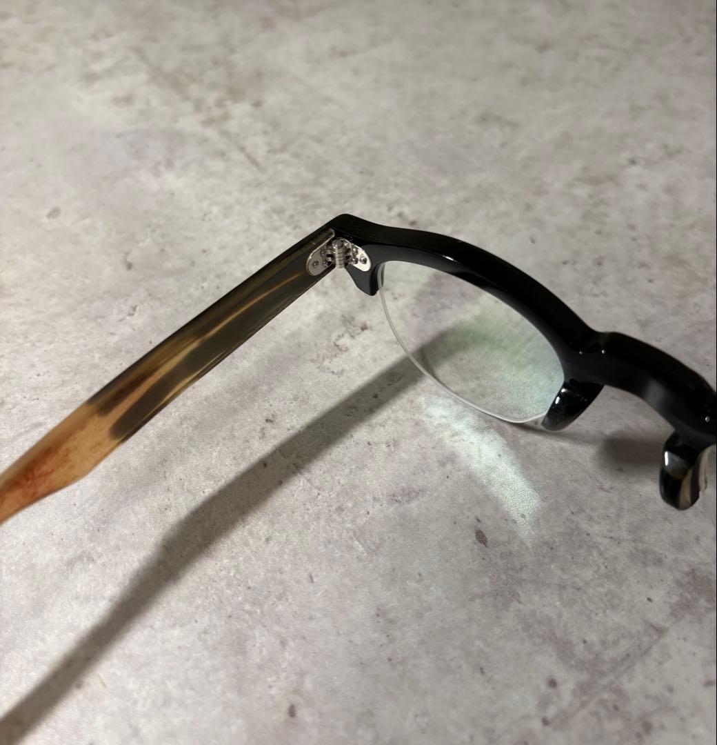 ※一点物 バッファローホーン眼鏡　水牛角　ハーフリム眼鏡　伊達メガネ　サングラス