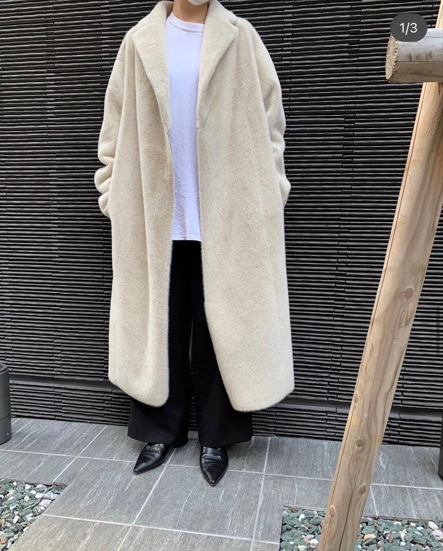 【値下げ】　THINK FUR エコファーコート　アイボリー