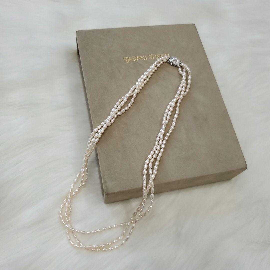 新品☆田崎真珠✨TASAKI 3連パールネックレス　淡水　本真珠