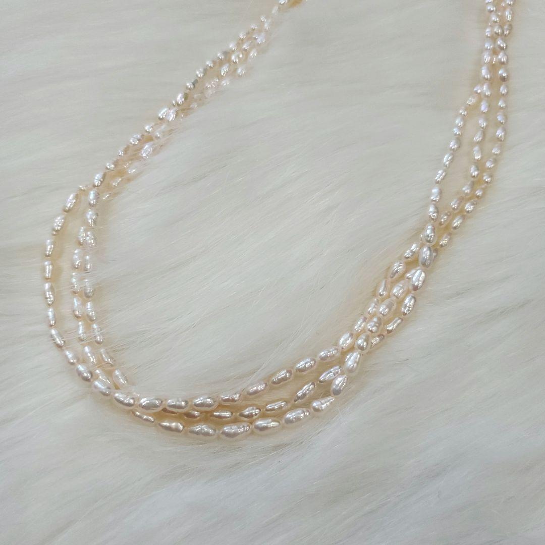 新品☆田崎真珠✨TASAKI 3連パールネックレス　淡水　本真珠