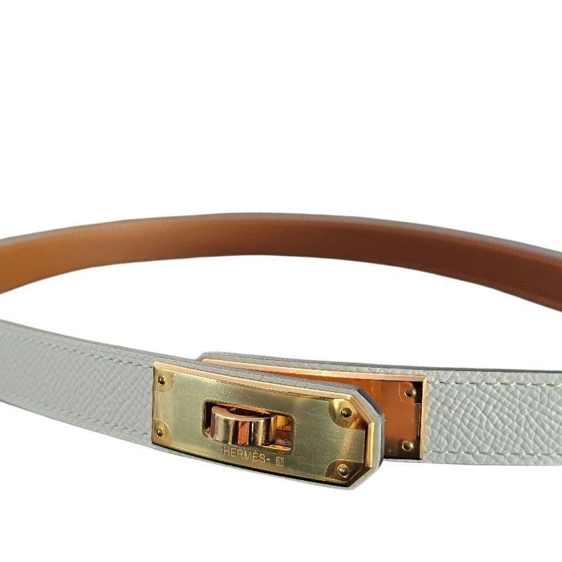 HERMES ケリーベルト　ホワイトレザーベルト ピンクゴールド金具