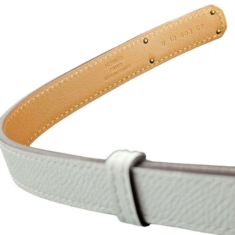 HERMES ケリーベルト　ホワイトレザーベルト ピンクゴールド金具