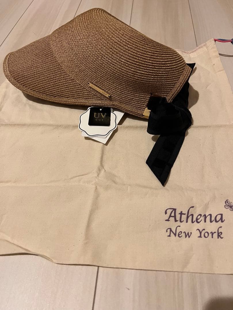 Athena New York 麦わら帽子 UVカット付き