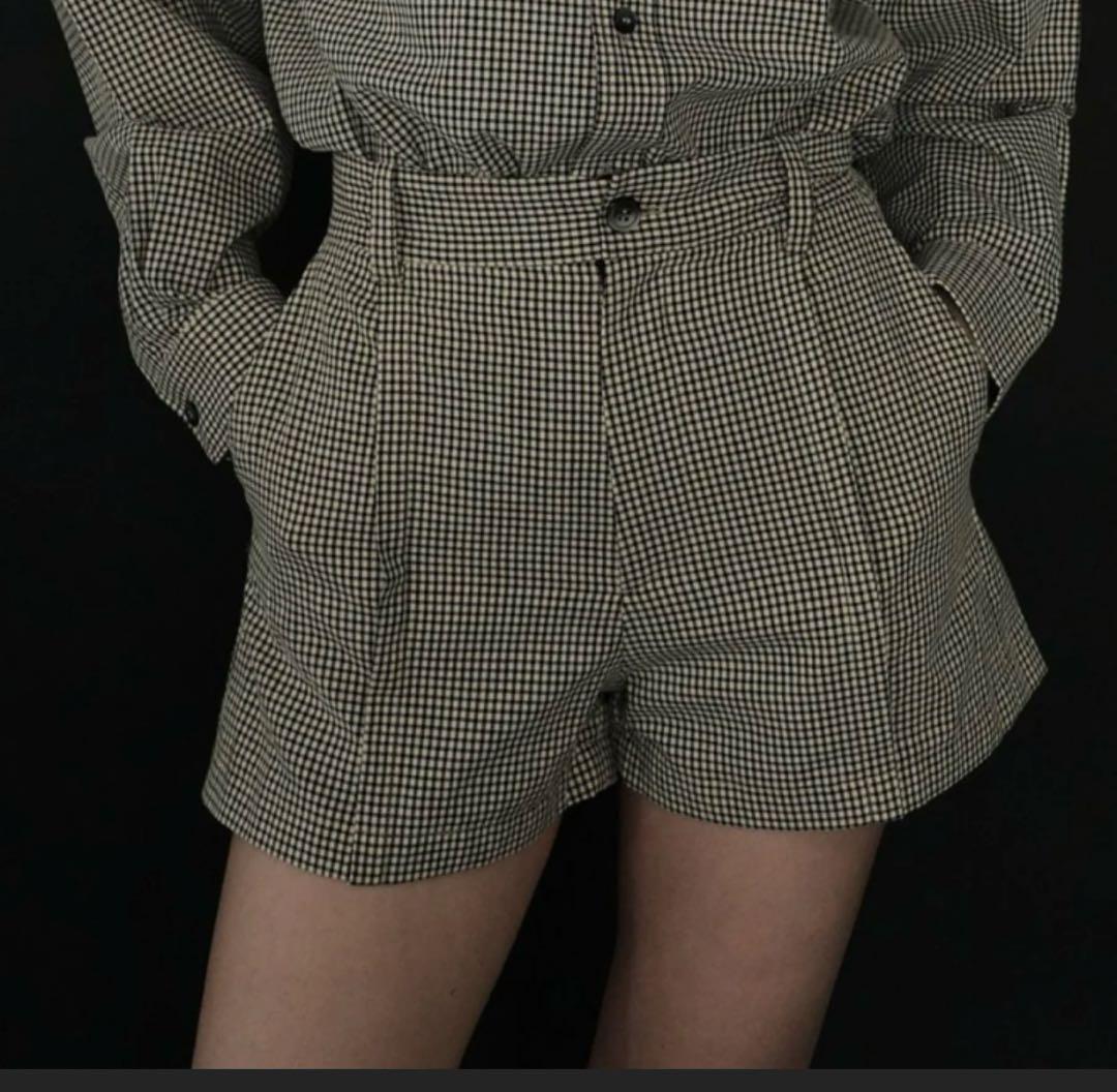 【クラステラー】チェック柄ハイウエストショートパンツ