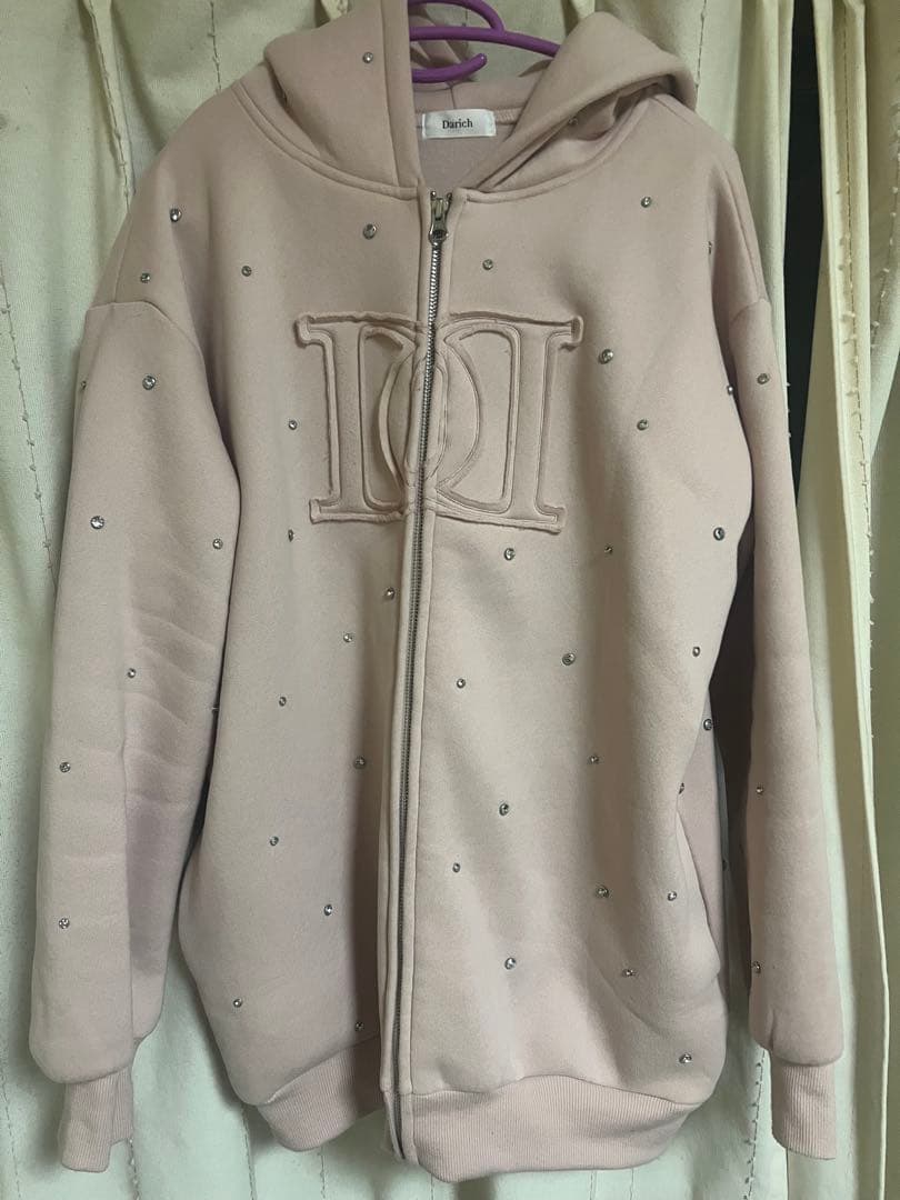 ダーリッチ パーカー ビジュー ピンク