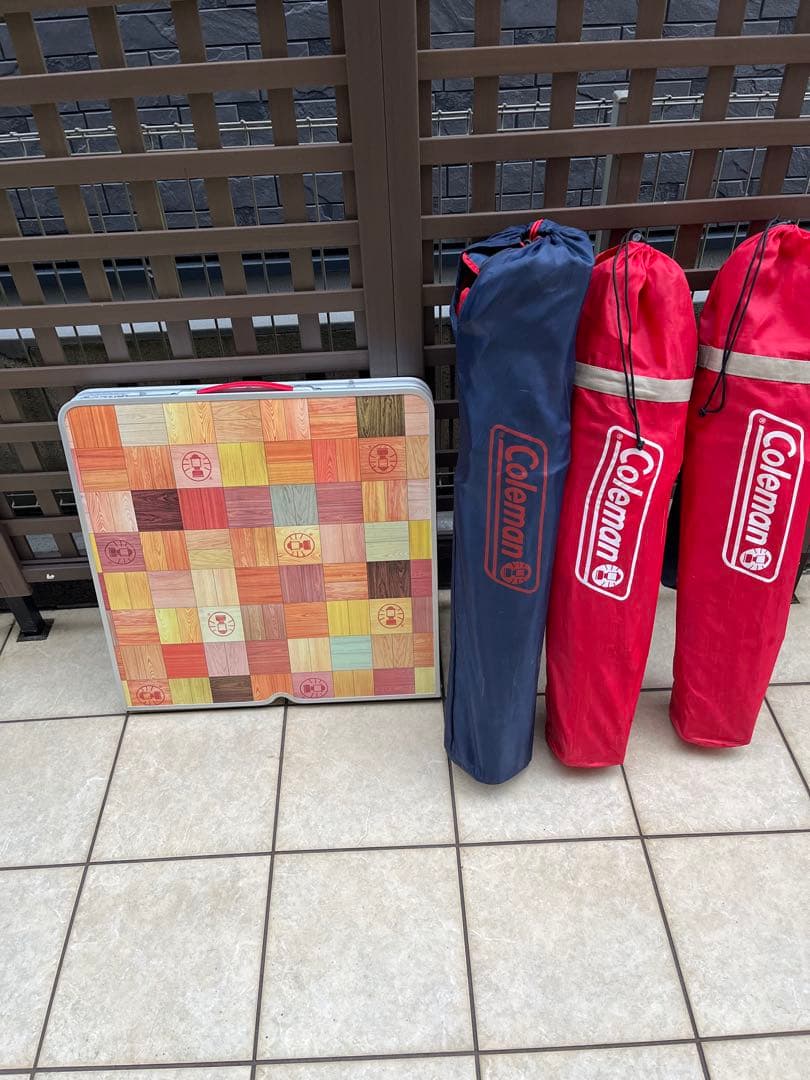 H-R-NColeman アウトドアチェア2脚とテーブルセット&ワゴン