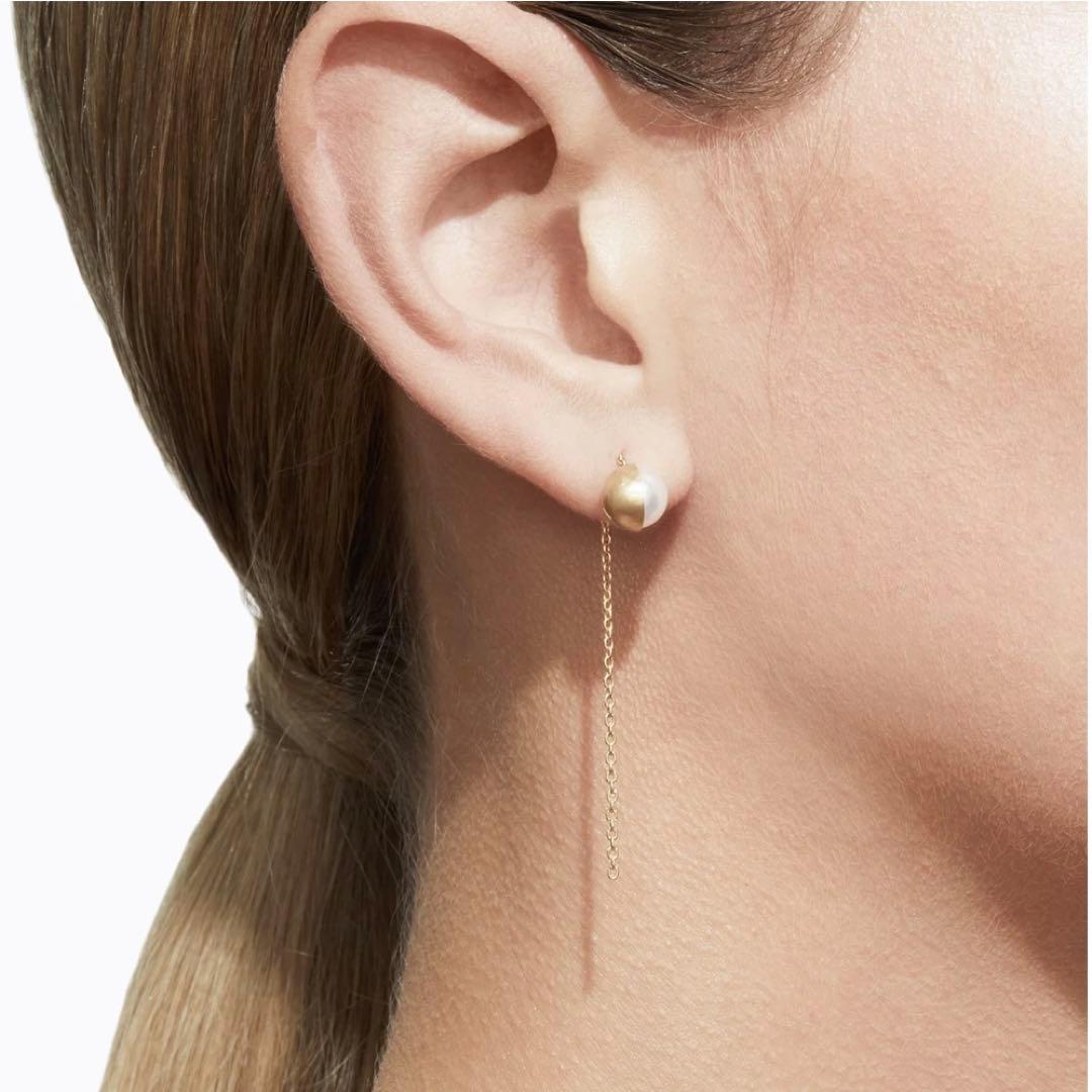 SHIHARA シハラ Half Pearl Chain Pierce 90°