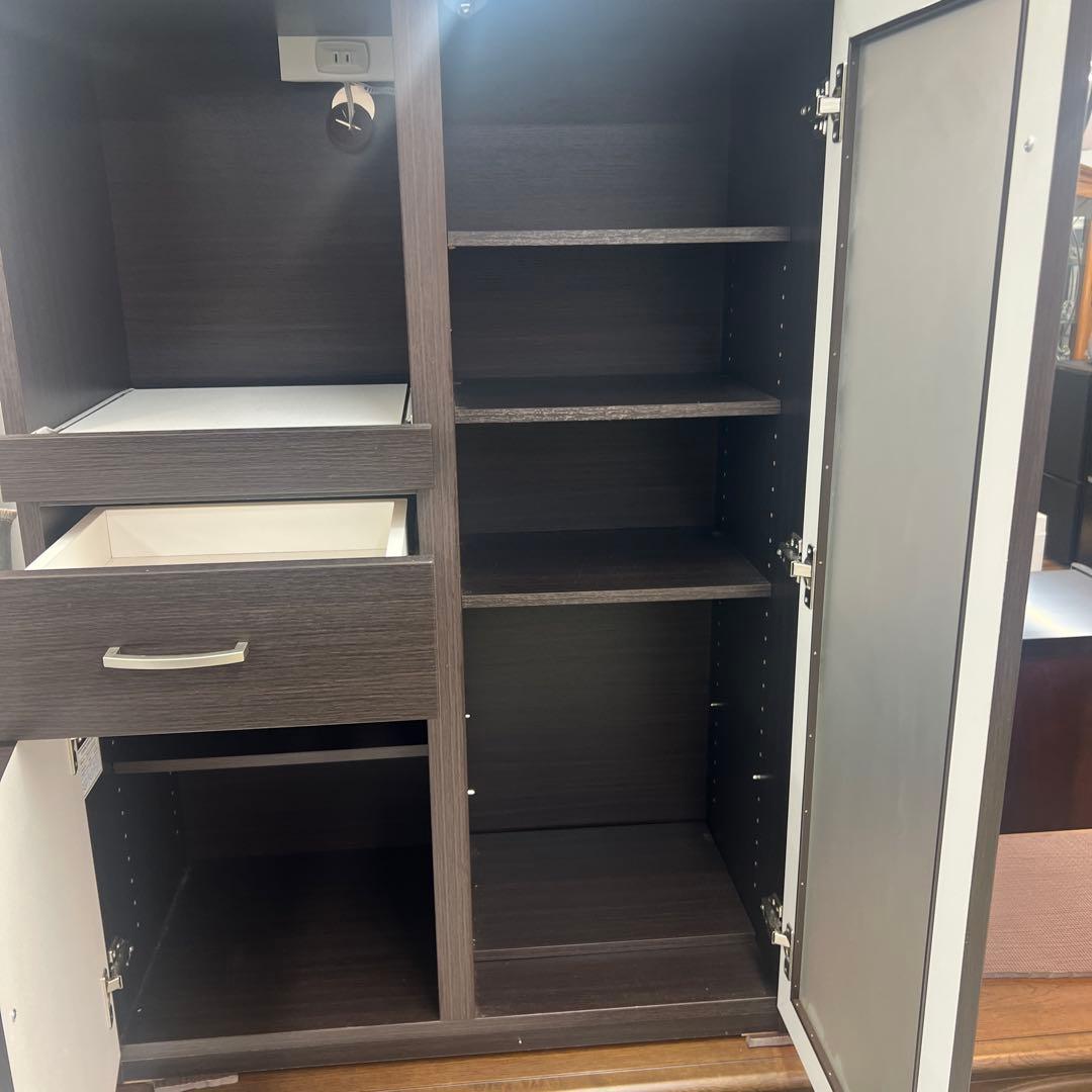 80cm ニトリ　食器棚　キッチンボード　レンジボード　ライトブラウン