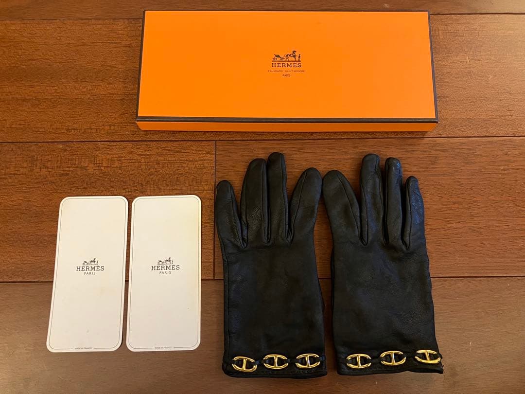 HERMES エルメス　レザーグローブ　ブラック