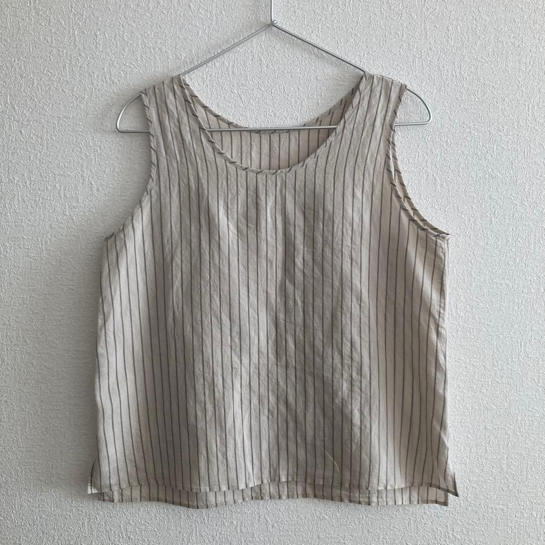 マルモア ストライプシアーシャツ + タンクトップ size 36 ベージュ