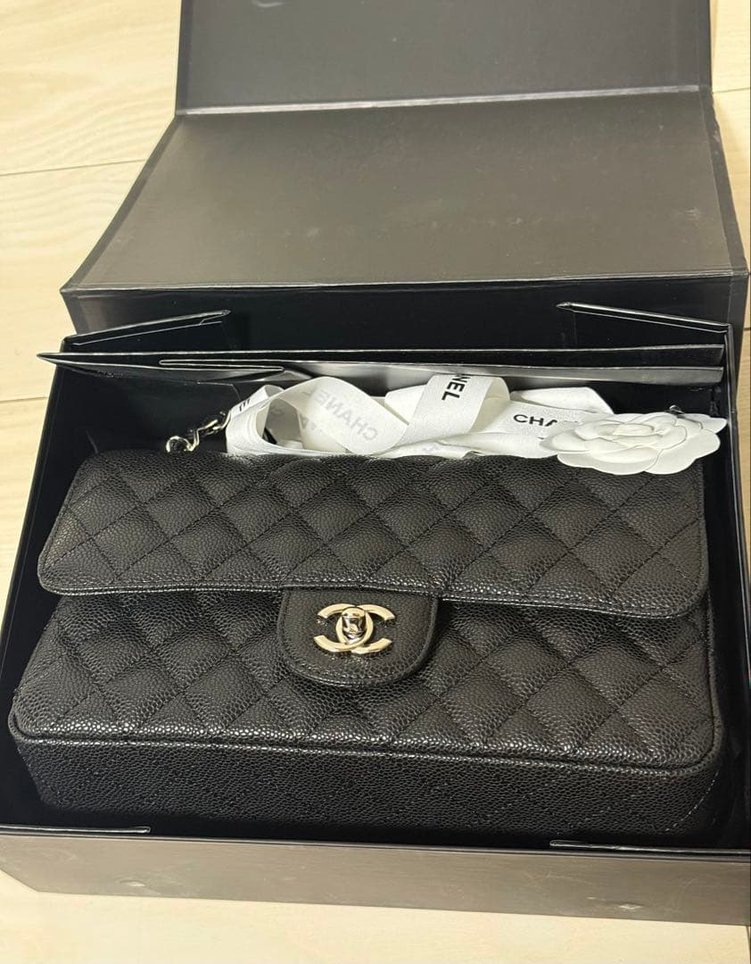 ノベルティCHANEL チェーン フラップバッグ キャビアスキン 2way