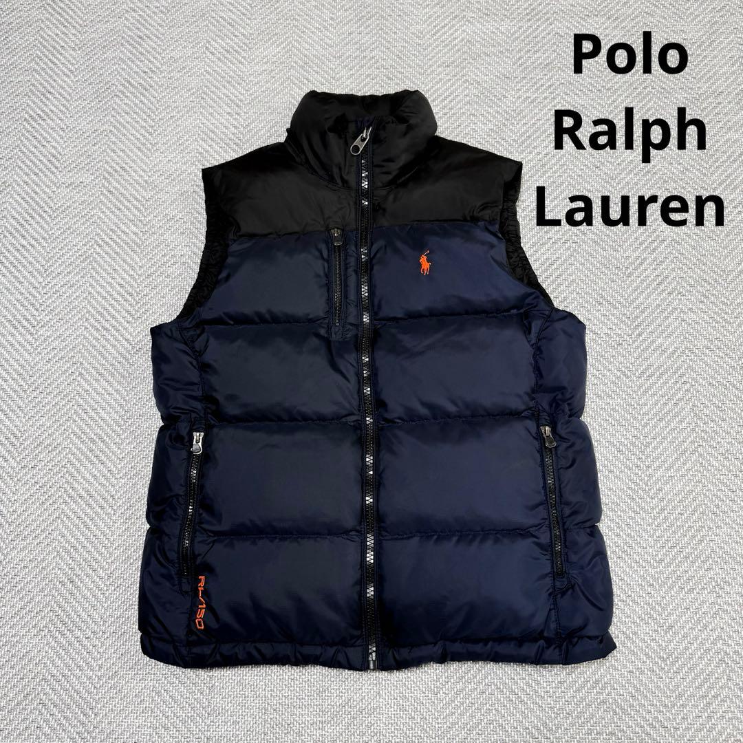 美品 ポロラルフローレン ヌプシ型 ダウンベスト ブラック ネイビー S相当