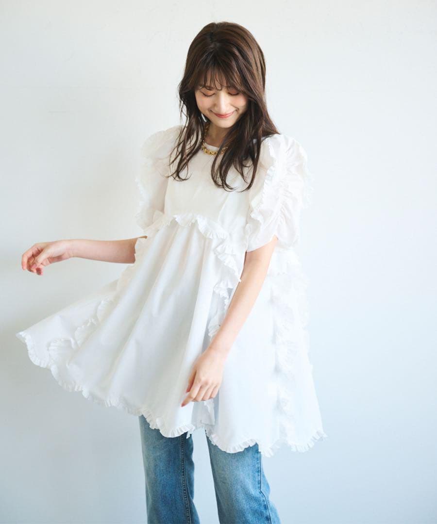 COCODEAL T/C フリルチュニック　ホワイト
