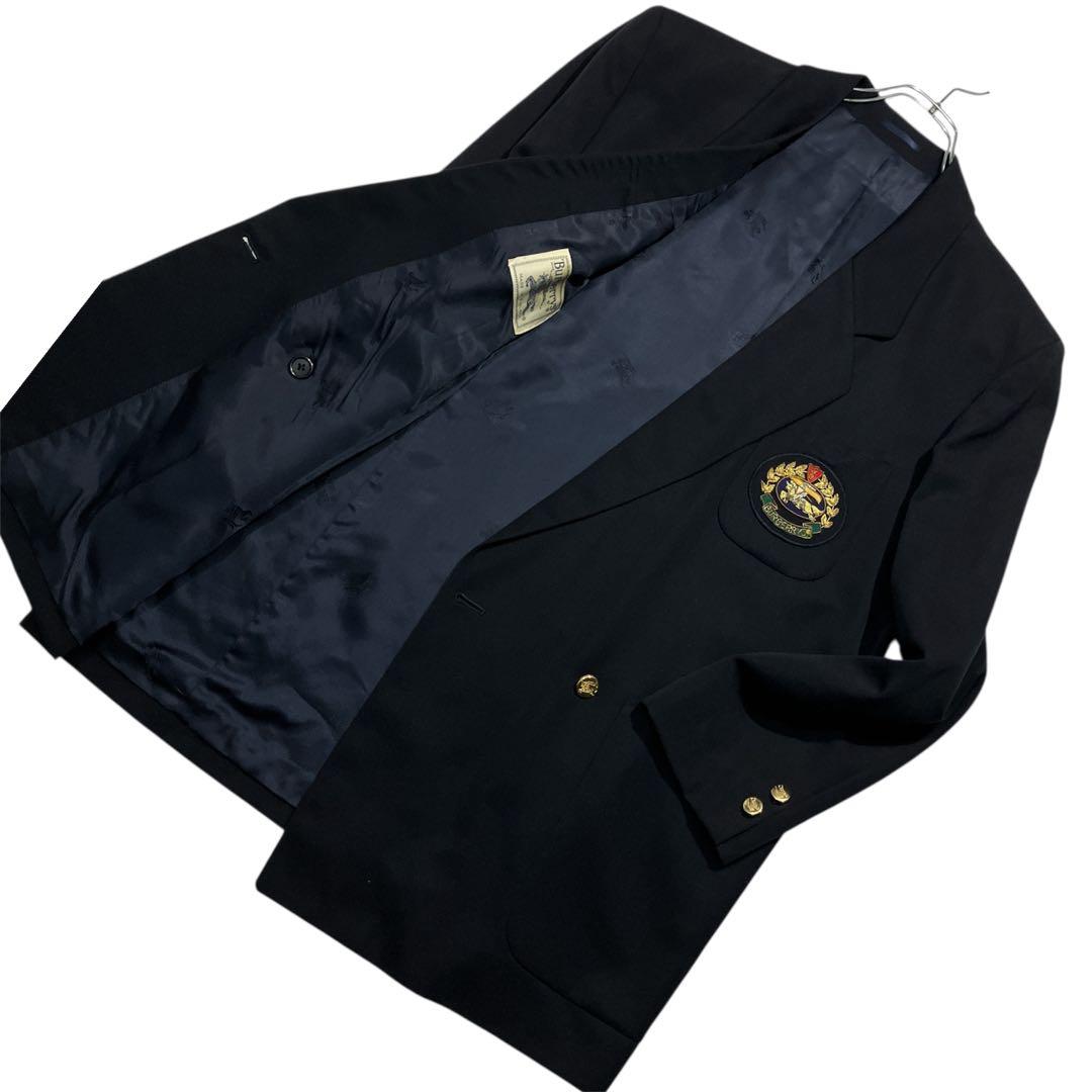 【極美品】バーバリーズ　ダブルブレスト　紺ブレ　金ボタン　ウールジャケット　XL