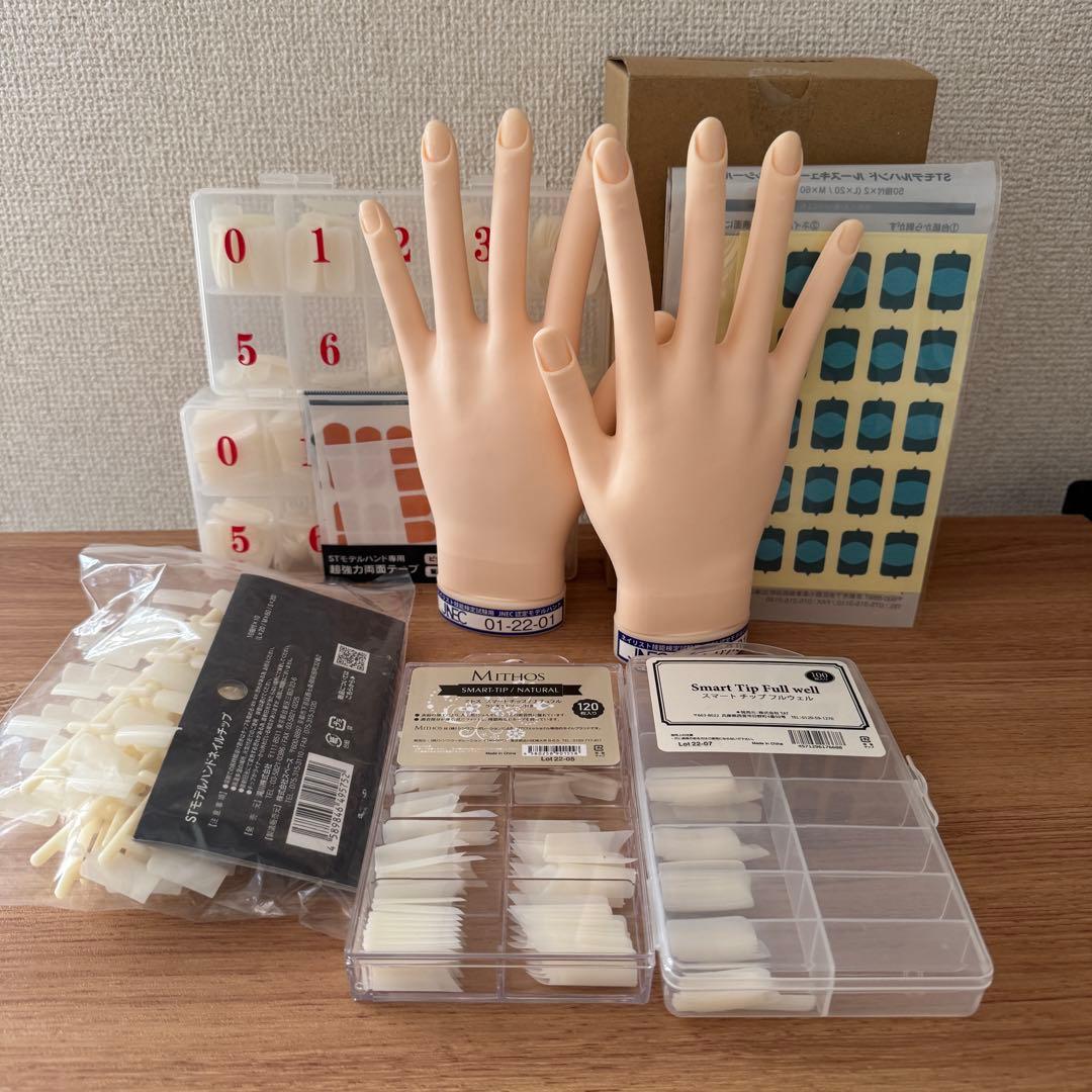 【お値下げ】ネイリスト技能検定試験用JNEC認定モデルハンドとチップなど一式