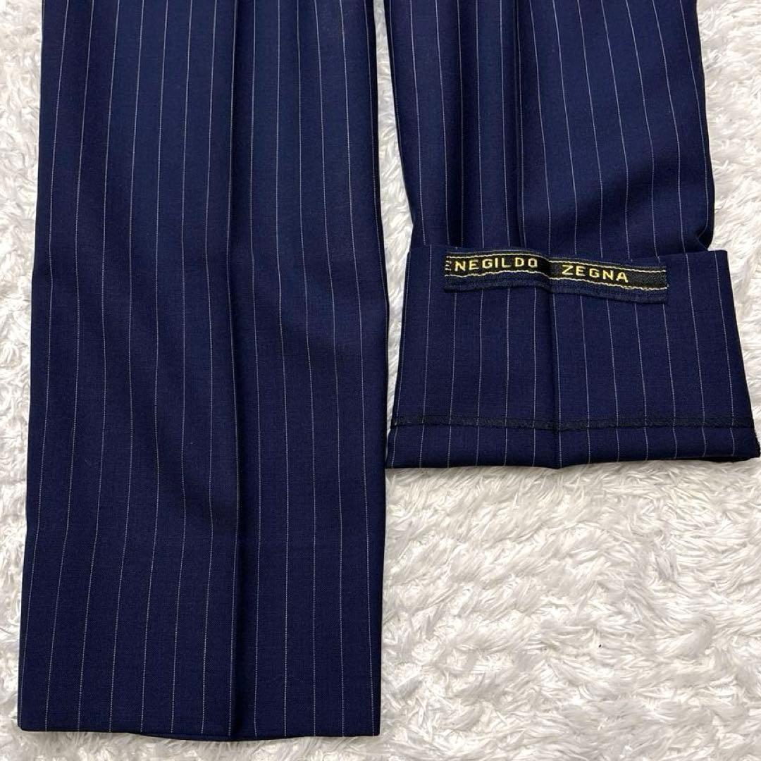 極美品✨ゼニア生地 オーダーメイドスーツ ビジネススーツ ストライプ ネイビー