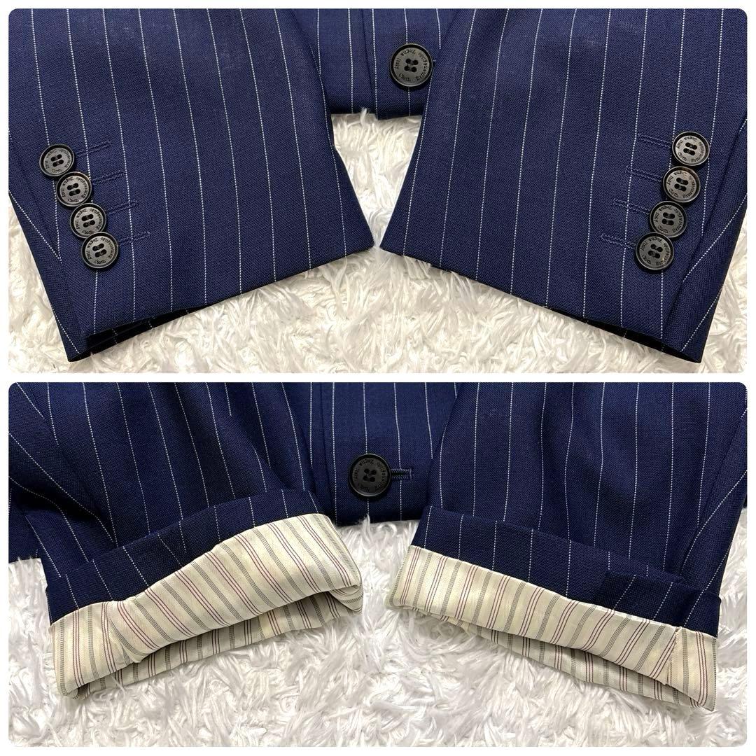 極美品✨ゼニア生地 オーダーメイドスーツ ビジネススーツ ストライプ ネイビー