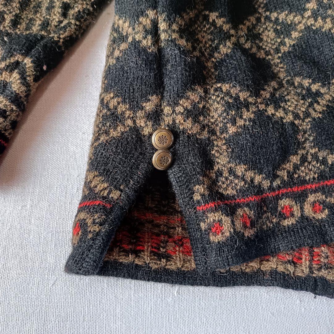 90s シェットランドウール ノルディック柄 ジップカーディガン