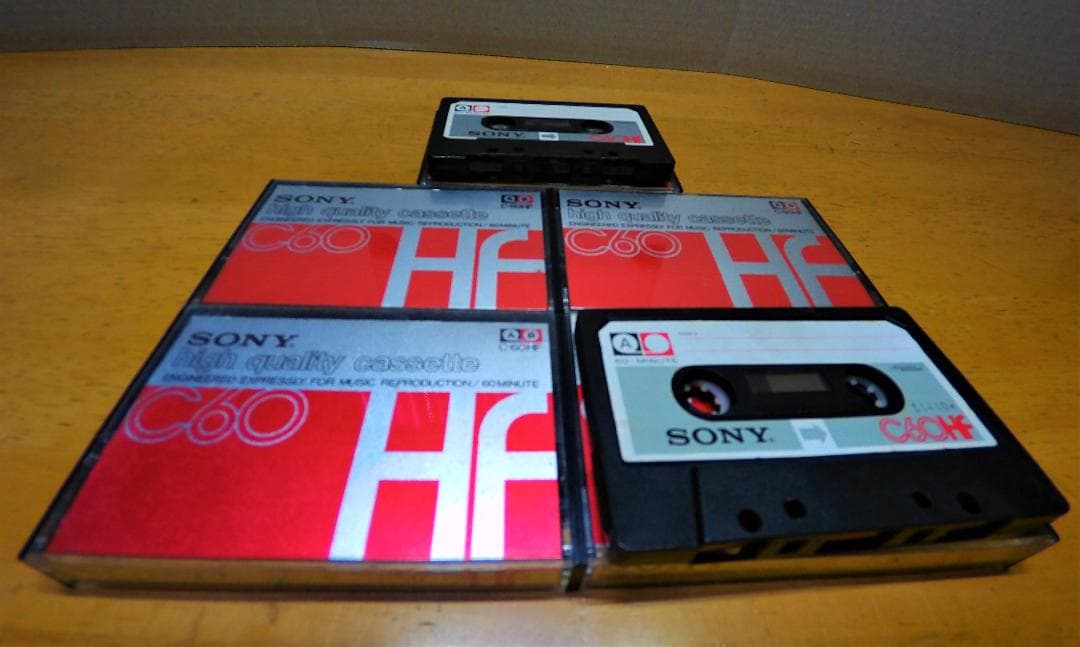 使用品内容消去済：SONYのＣ６０ＨＦカセットテープ５ケース