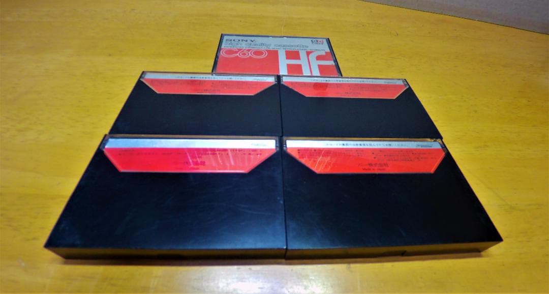 使用品内容消去済：SONYのＣ６０ＨＦカセットテープ５ケース