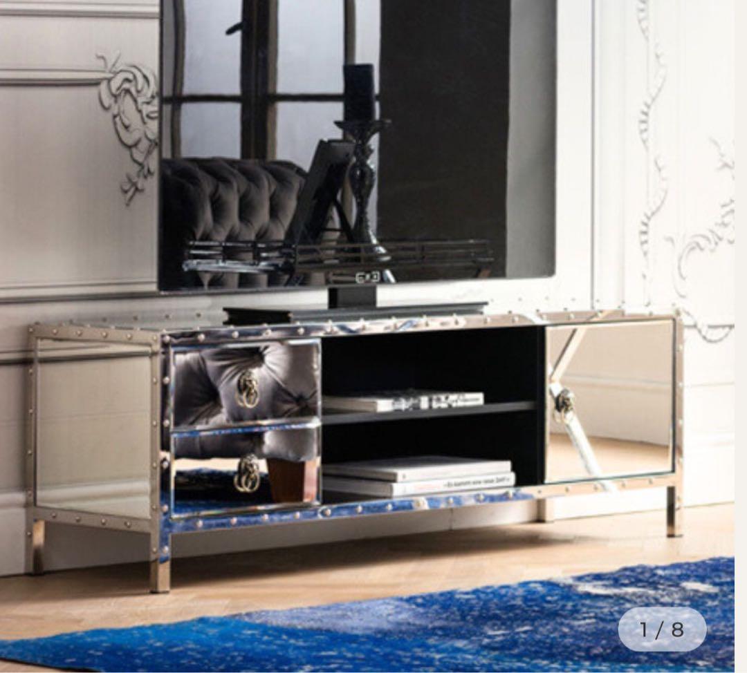 お値下け中【KARE】ミラー仕上げのテレビボード 引き出し付き