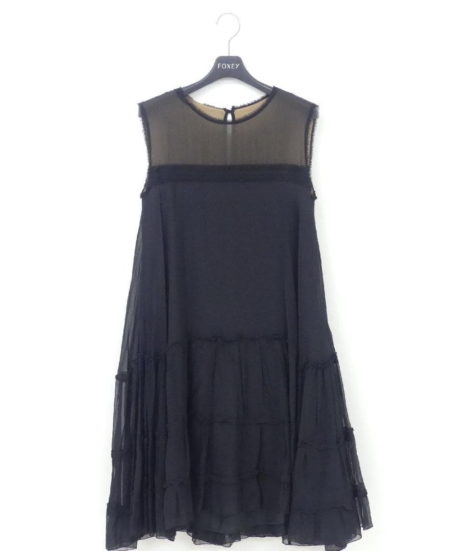 美品★FOXEY/フォクシーシルクシフォンワンピース 38 シルク100%
