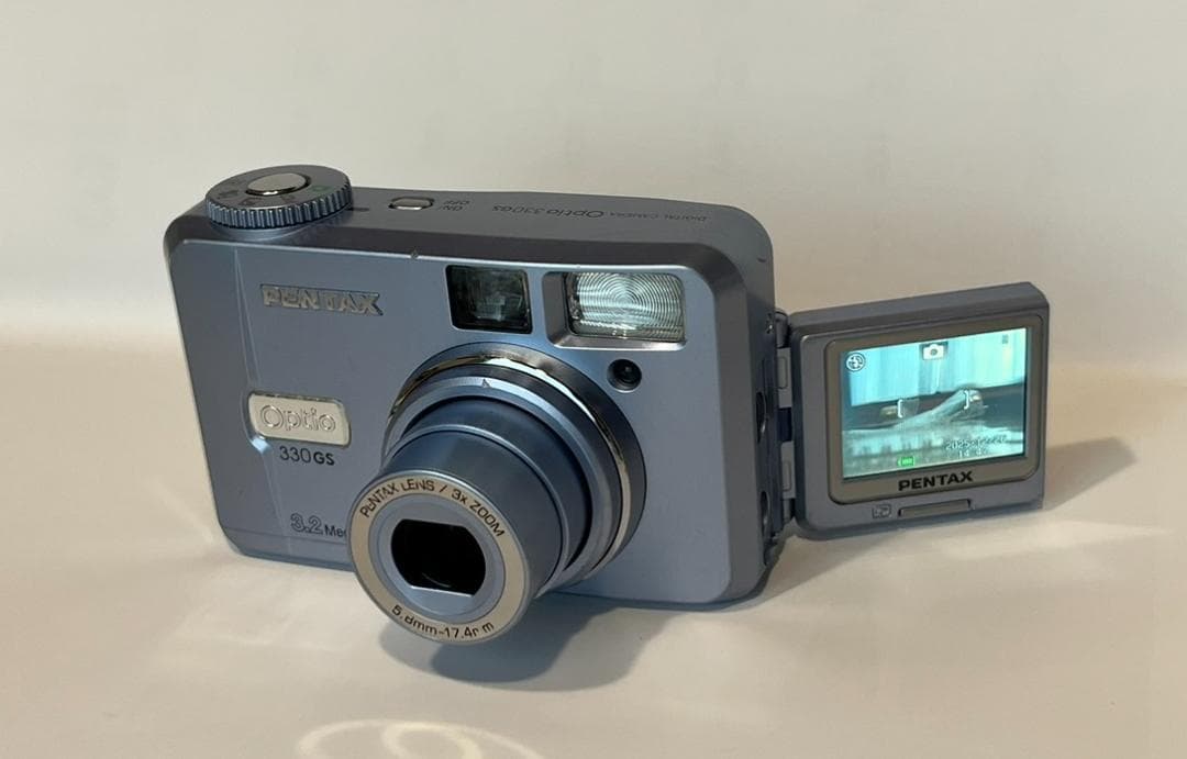 ペンタックス オプティオ 330GS★ブルー★動作OK！ＣＦカード2枚付
