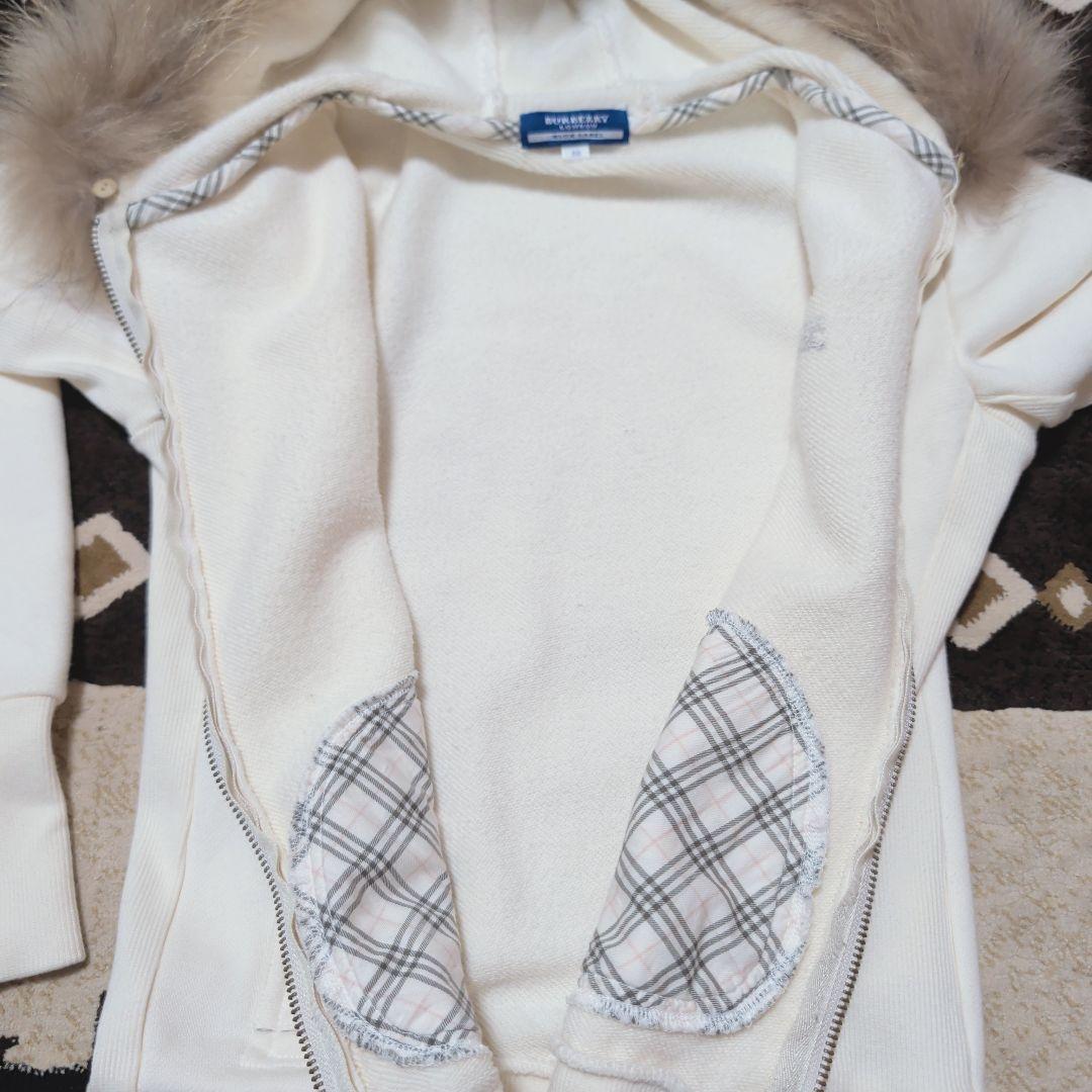 バーバリーブルーレーベル リアルファー 短丈 Wジップパーカー