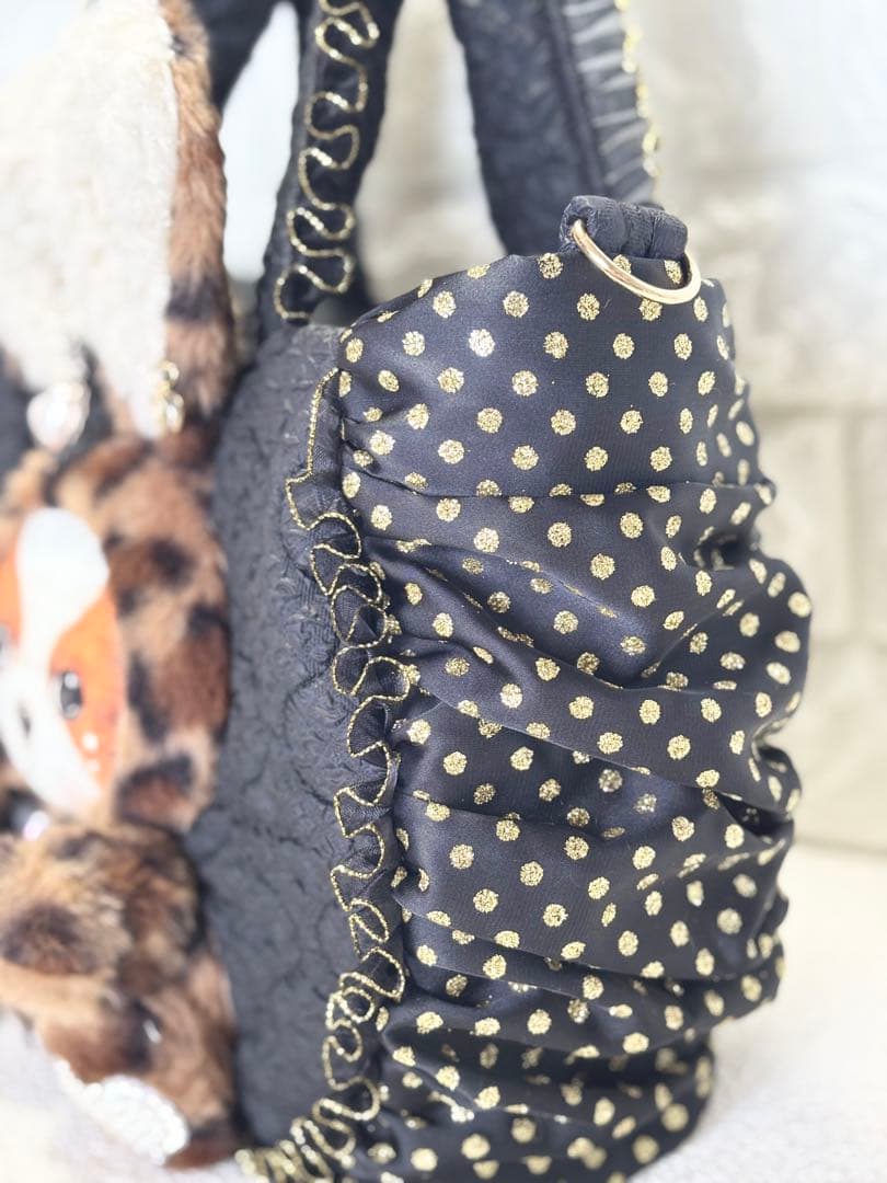 あ*こ様 コヤンイサムチョン　ハンドメイド　ギャザーバッグ　アンコちゃん　黒