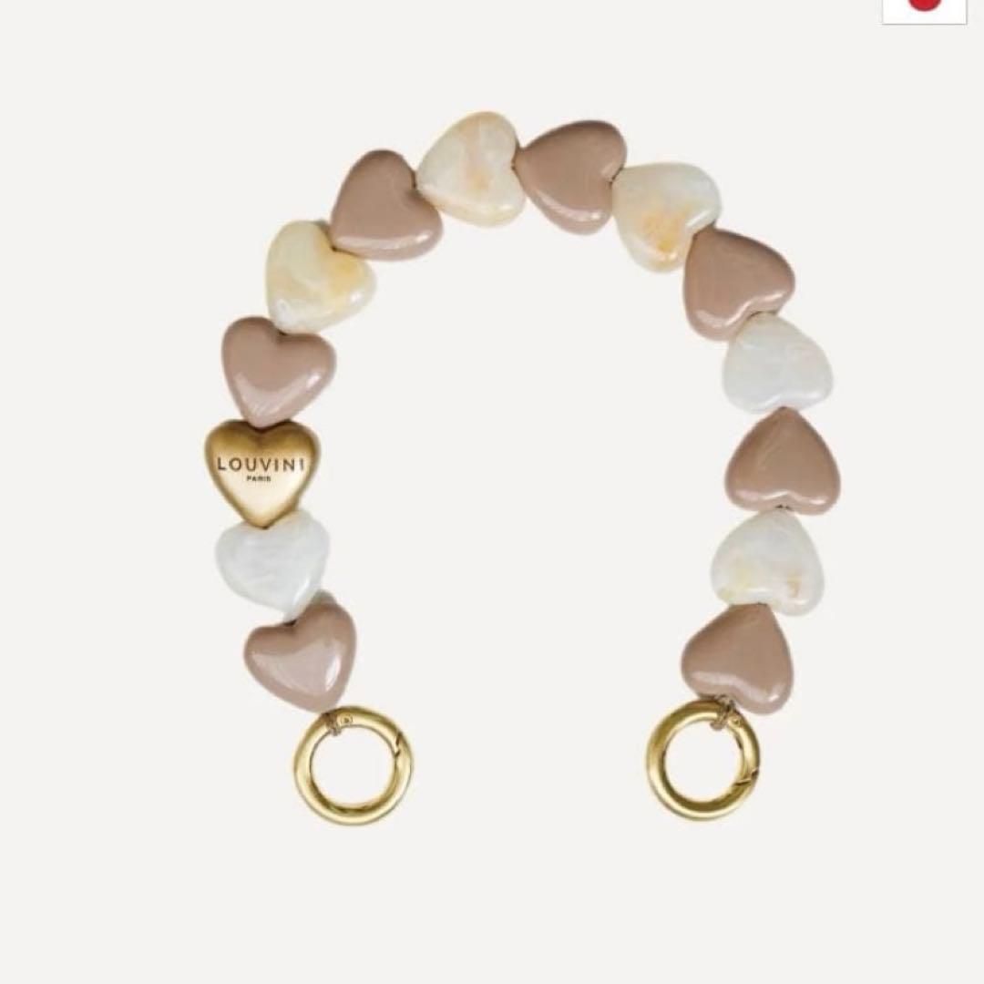 LOUVINIハンドストラップ　PETIT CUORE　BEIGE-TAUPE