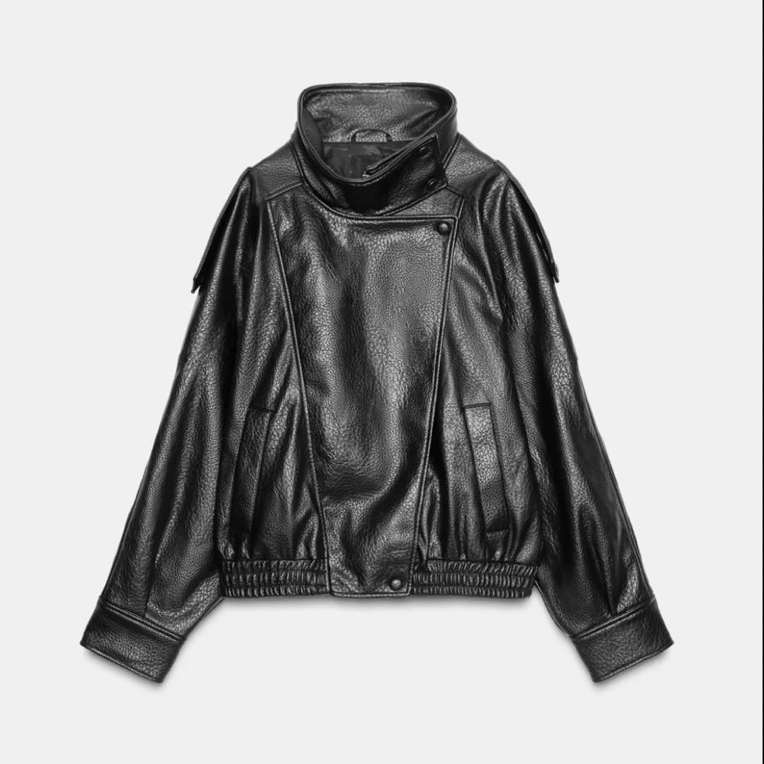 ZARA フェイクレザージャケット M タグ付き