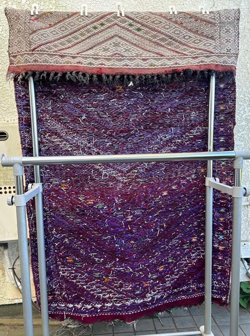 モロッコ　ラグ　ヴィンテージ　パープル