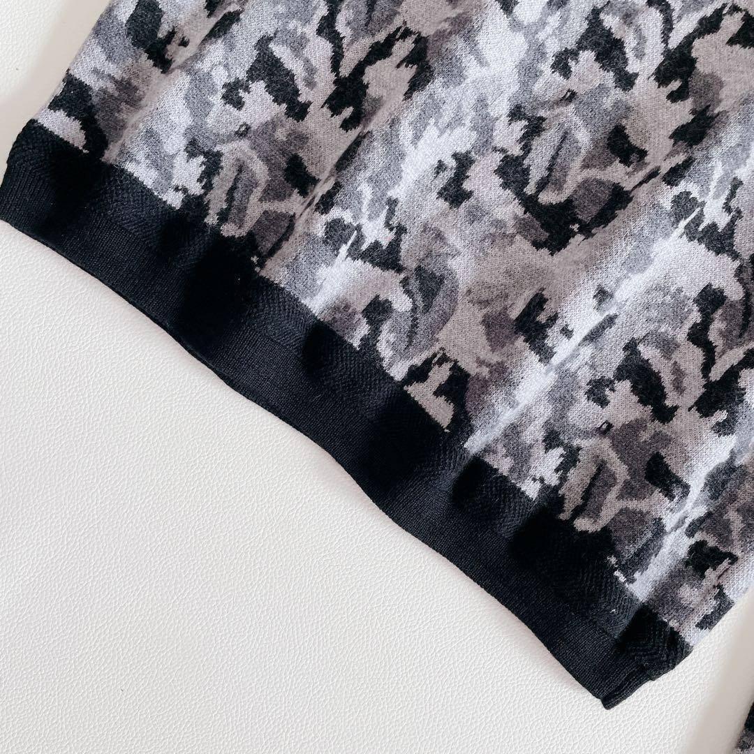 ブリーフィングゴルフ 長袖ニットセーター S 総柄 グレー ブラック　23年