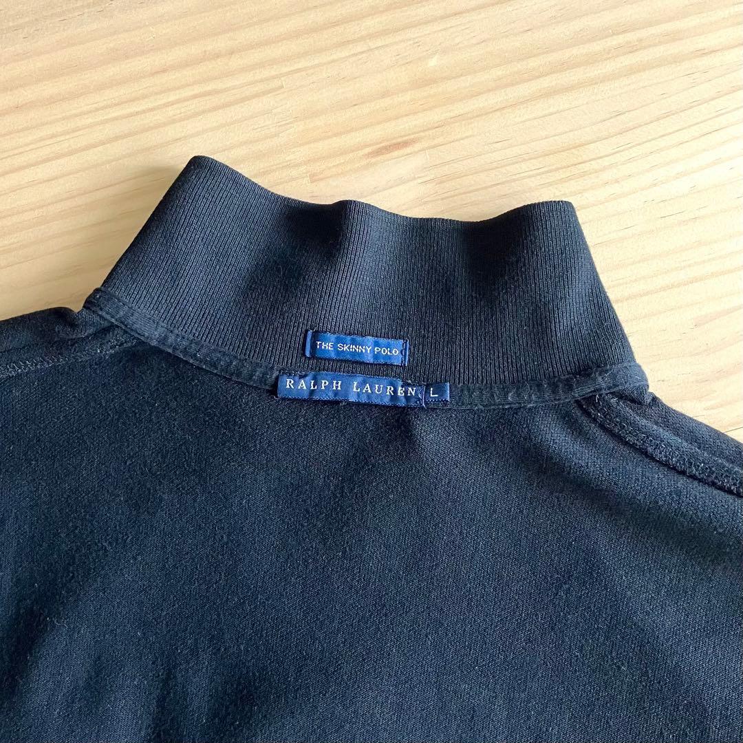 美品 ラルフローレン ポロシャツ 黒 スキニー L 鹿の子