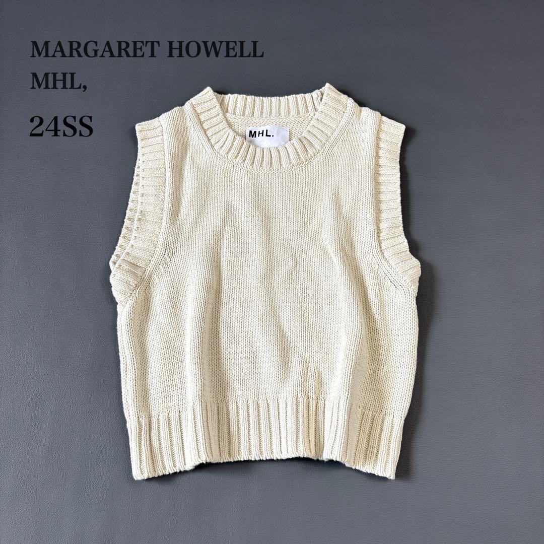 【24SS】未使用級✨MHL, コットンリブベスト アイボリー Mサイズ 現行