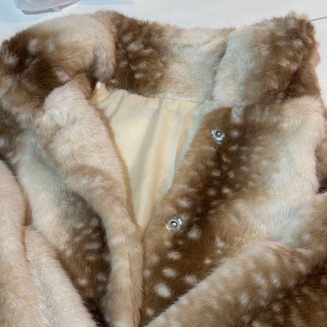 Bambi Fur Jacket beige バンビ柄 ファージャケット レイ