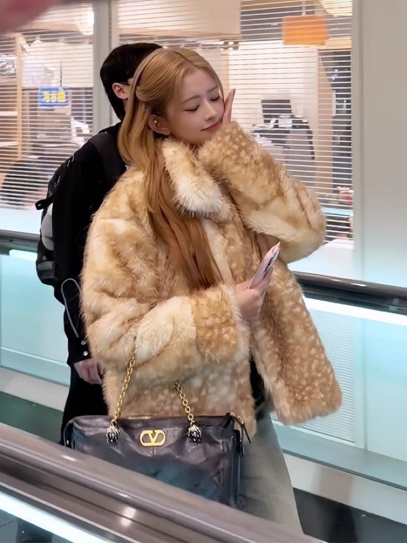 Bambi Fur Jacket beige バンビ柄 ファージャケット レイ