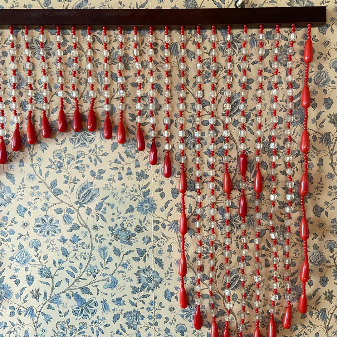 昭和レトロ　ビーズのれん　当時物　暖簾　レトロポップ