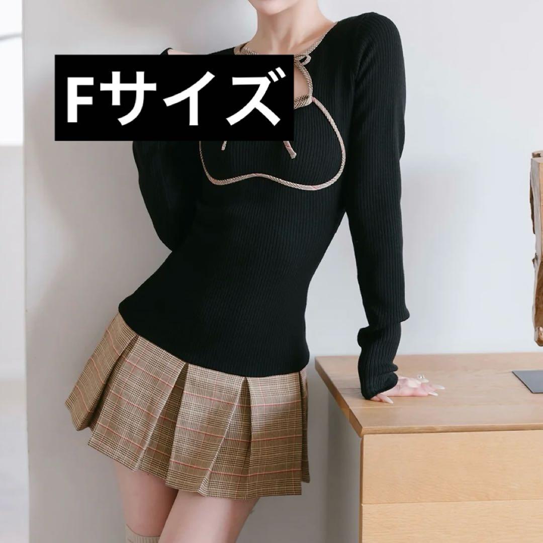 Darich Darich ポイントチェックニットミニワンピース BLK