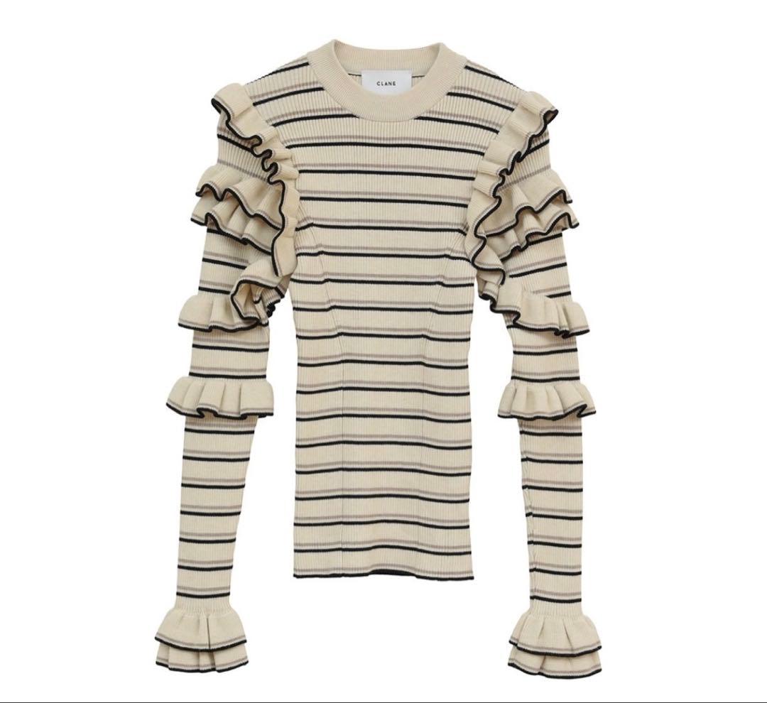 クラネ　FRILL SLEEVE KNIT TOPS